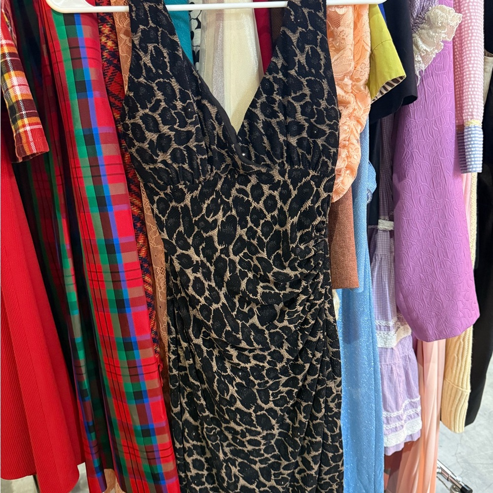 Vintage Y2K Leopard Print Sleeveless Dress